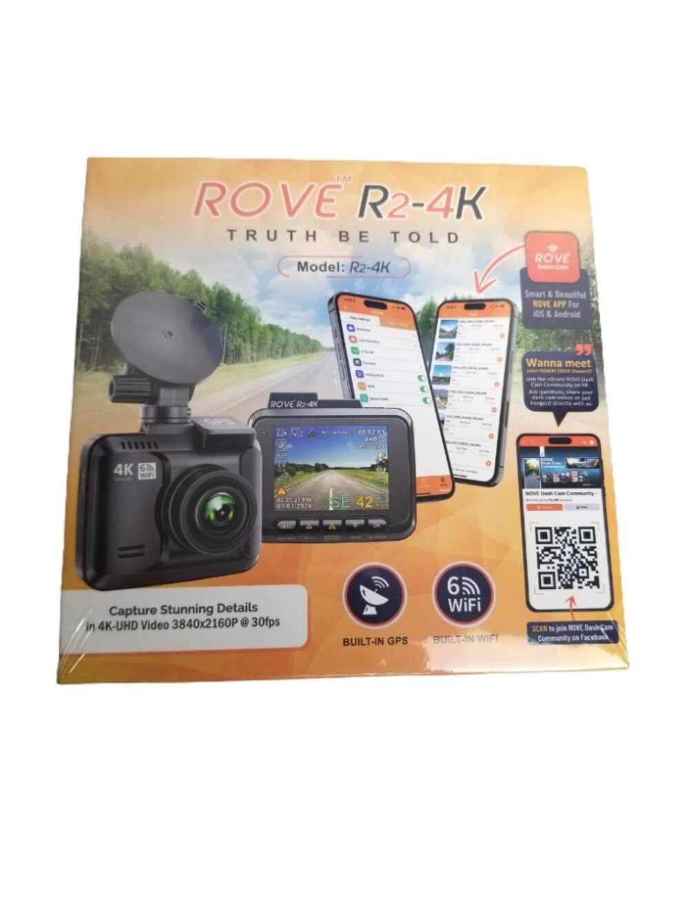 ROVE R2-4K Dash Cam 4K UHD 2160P Built-in WiFi GPS Night Vision Parking Mode
